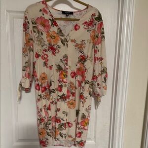 Linen button down  Sundress with Cuffed 3/4 Sleeves